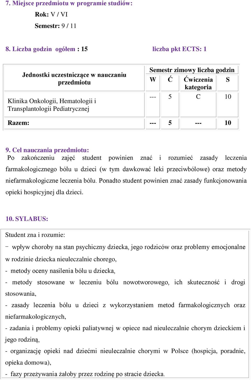 kategoria S --- 5 C 10 Razem: --- 5 --- 10 9.