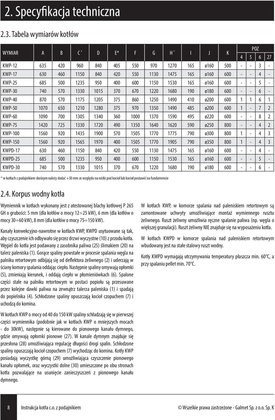 KWP-25 685 500 1235 950 400 600 1150 1530 165 ø160 600 - - 5 - KWP-30 740 570 1330 1015 370 670 1220 1680 190 ø180 600 - - 6 - KWP-40 870 570 1175 1205 375 860 1250 1490 410 ø200 600 1 1 6 1 KWP-50