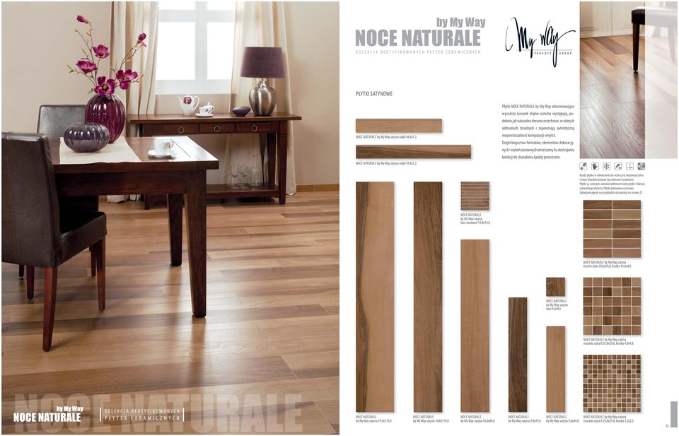 Dzięki bogactwu formatów, elementów dekoracyjnych i wykończeniowych zmierzamy ku dostrojeniu kolekcji do charakteru każdej przestrzeni.