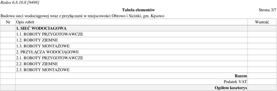 3. ROBOTY MONTAśOWE 2. PRZYŁĄCZA WODOCIĄGOWE 2.1.