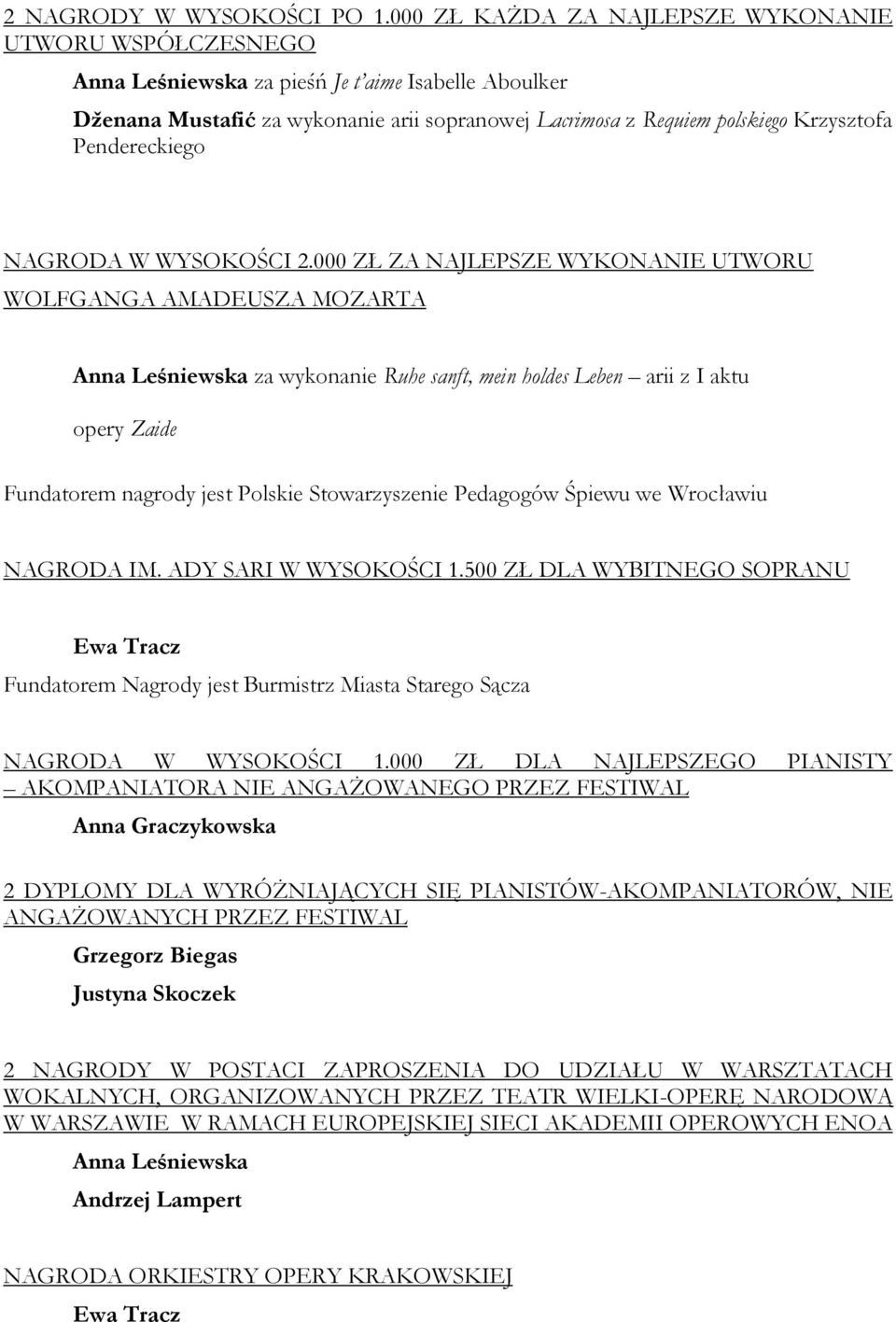 Pendereckiego NAGRODA W WYSOKOŚCI 2.