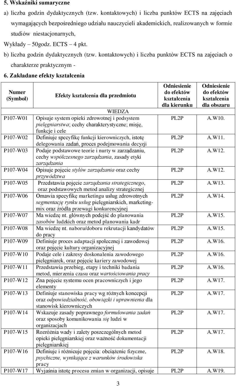 b) liczba godzin dydaktycznych (tzw. kontaktowych) i liczba punktów ECTS na zajęciach o charakterze praktycznym - 6.