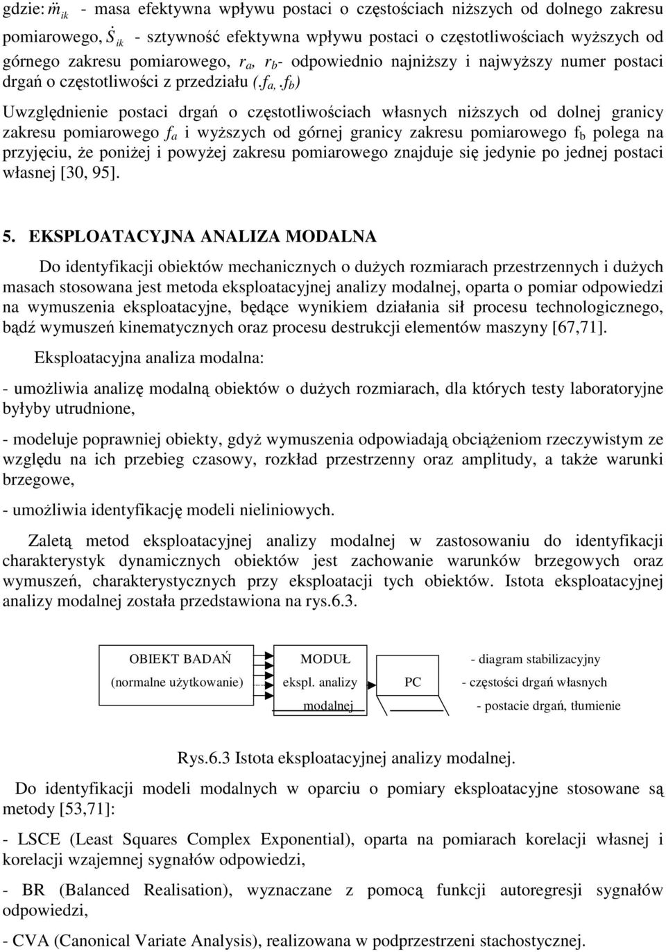 f b ) Uwzgldnienie postaci dga o czstotliwociac własnyc niszyc od dolnej ganicy zakesu pomiaowego f a i wyszyc od gónej ganicy zakesu pomiaowego f b polega na pzyjciu, e poniej i powyej zakesu