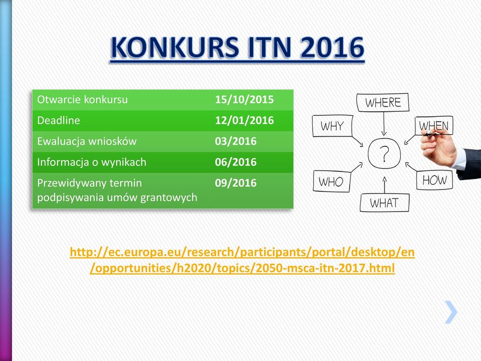 podpisywania umów grantowych 09/2016 http://ec.europa.