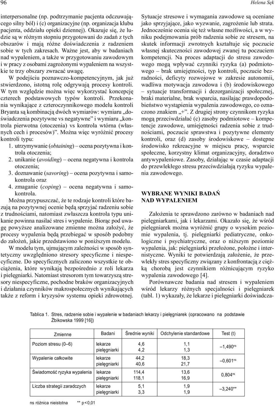 Wa ne jest, aby w badaniach nad wypaleniem, a tak e w przygotowaniu zawodowym i w pracy z osobami zagro onymi wypaleniem na wszystkie te trzy obszary zwracaæ uwagê.
