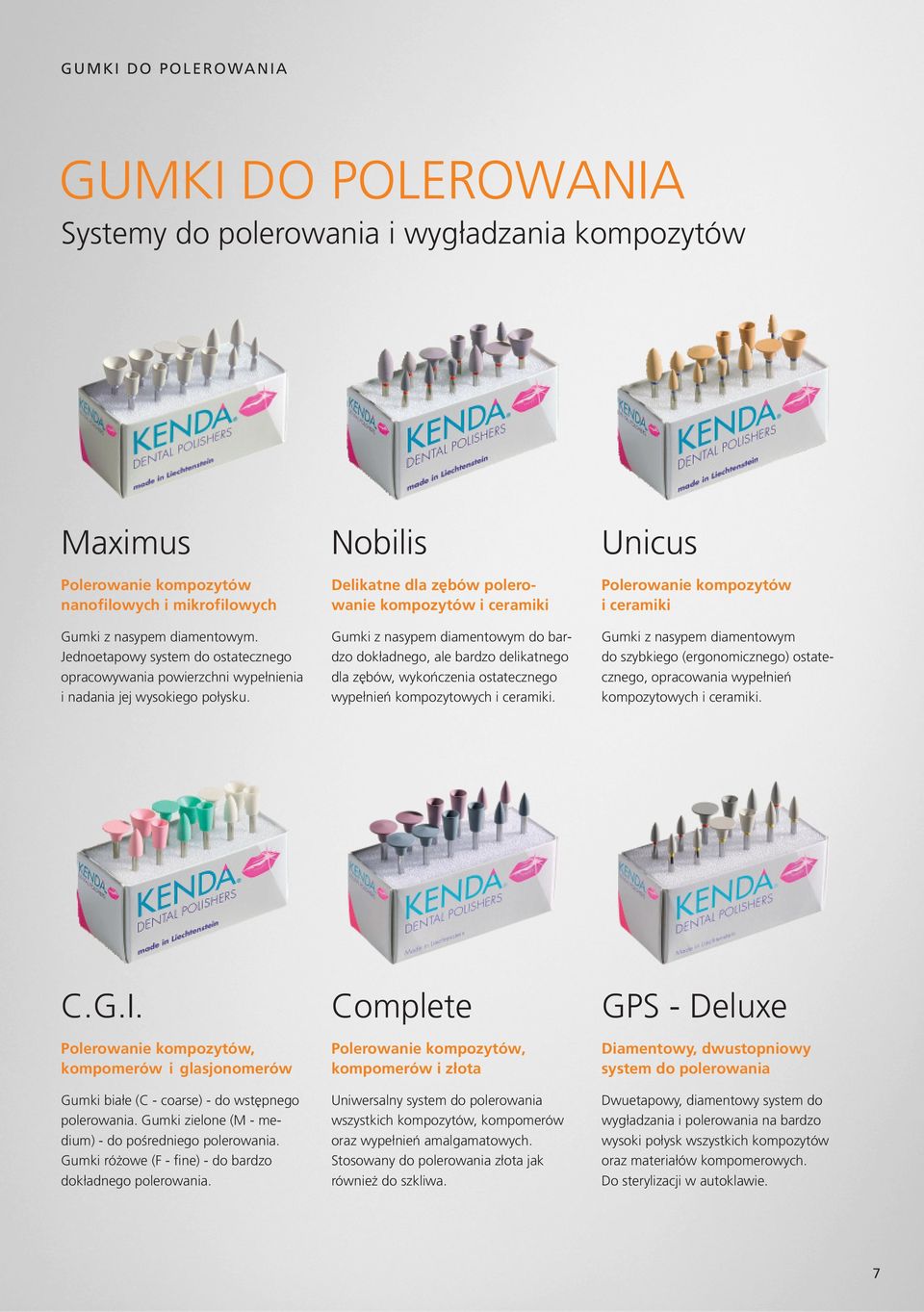 Nobilis Delikatne dla zębów polerowanie kompozytów i ceramiki Gumki z nasypem diamentowym do bardzo dok³adnego, ale bardzo delikatnego dla zębów, wykończenia ostatecznego wypełnień kompozytowych i