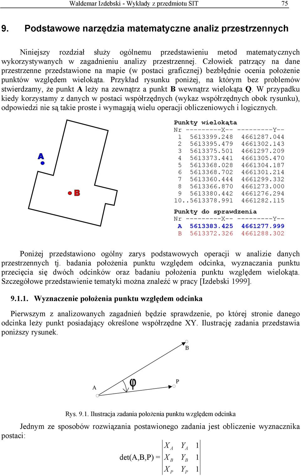 Człowiek patrzący na dane przestrzenne przedstawione na mapie (w postaci graficznej) bezbłędnie ocenia położenie punktów względem wielokąta.