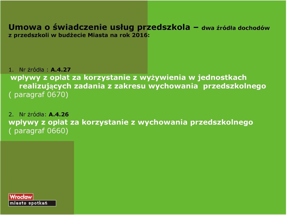 27 wpływy z opłat za korzystanie z wyżywienia w jednostkach realizujących zadania z