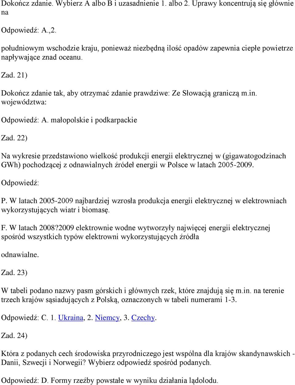 województwa: A. małopolskie i podkarpackie Zad.