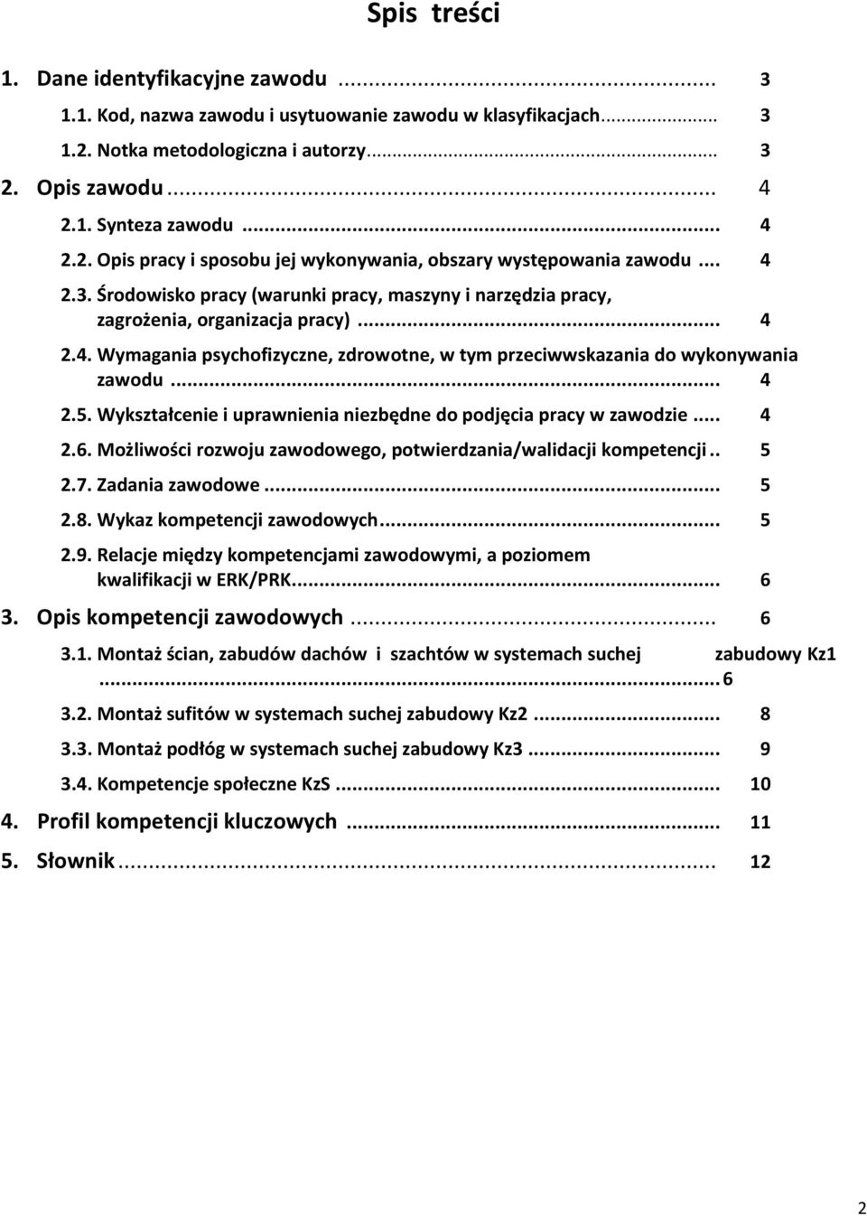 Wykształcenie i uprawnienia niezbędne do podjęcia pracy w zawodzie... 4 2.6. Możliwości rozwoju zawodowego, potwierdzania/walidacji kompetencji.. 5 2.7. Zadania zawodowe... 5 2.8.
