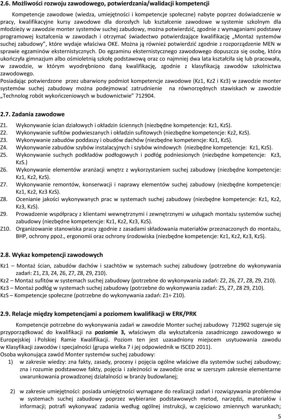 w zawodach i otrzymać świadectwo potwierdzające kwalifikację Montaż systemów suchej zabudowy, które wydaje właściwa OKE.
