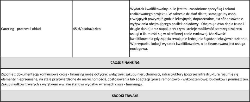 Obejmuje dwa dania (zupa i drugie danie) oraz napój, przy czym istnieje możliwość szerszego zakresu usługi o ile mieści się w określonej cenie rynkowej.