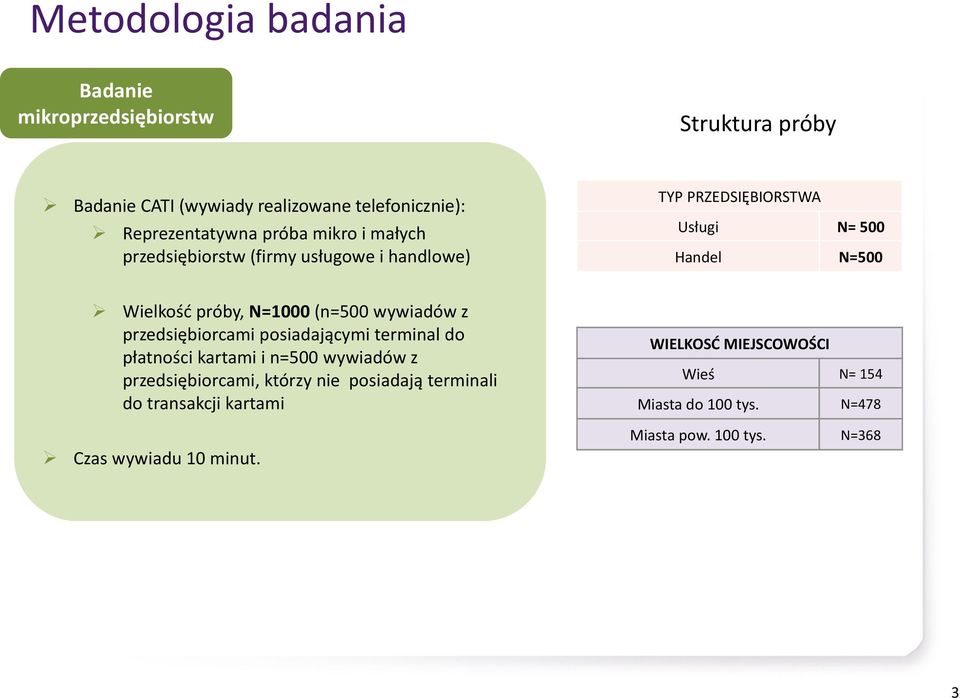 wywiadów z przedsiębiorcami posiadającymi terminal do płatności kartami i n=500 wywiadów z przedsiębiorcami, którzy nie posiadają