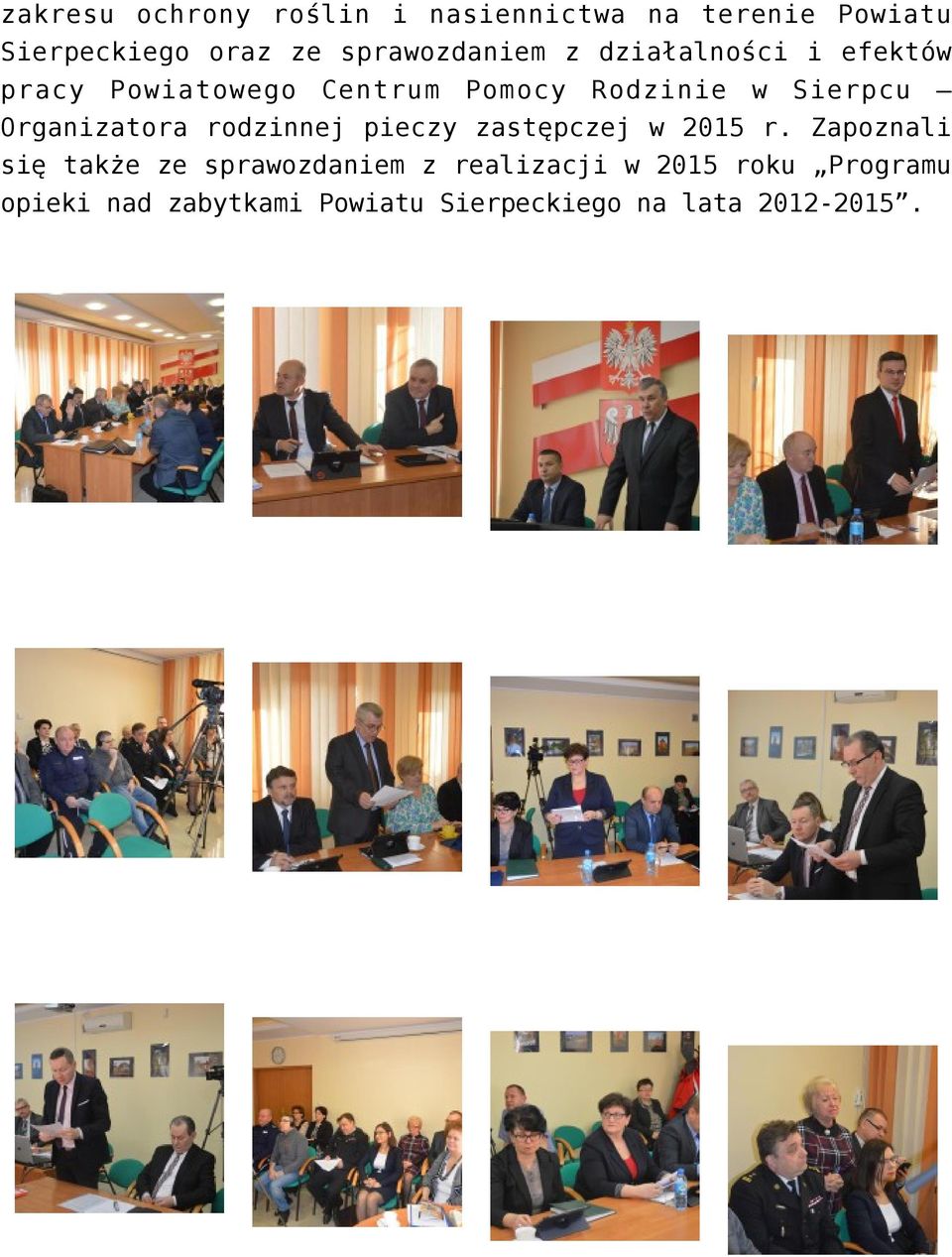 Sierpcu Organizatora rodzinnej pieczy zastępczej w 2015 r.