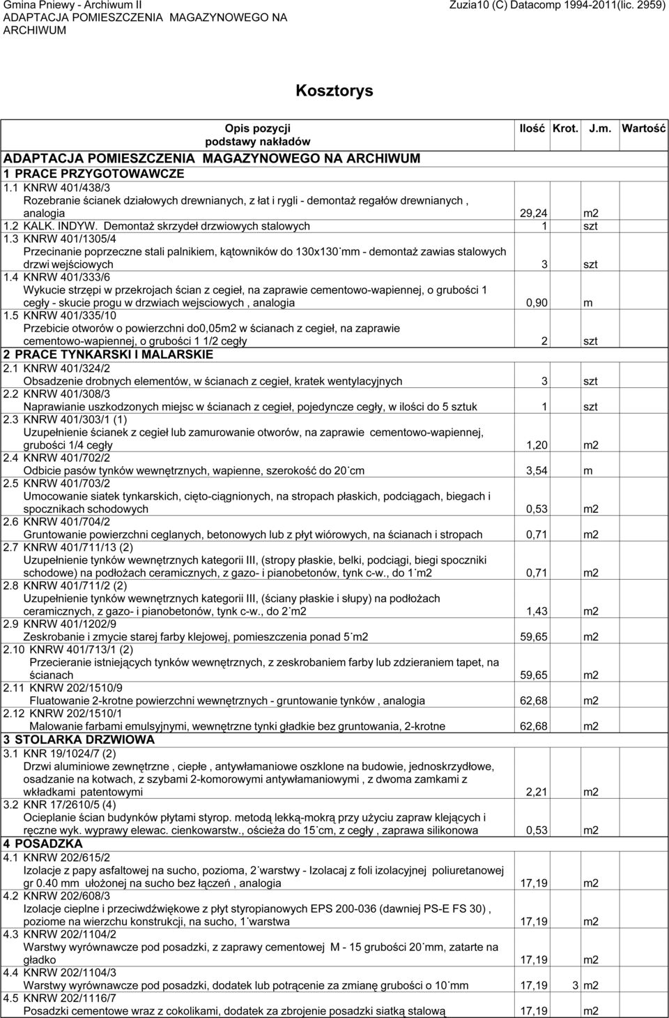 3 KNRW 401/1305/4 Przecinanie poprzeczne stali palnikiem, kątowników do 130x130 mm - demontaż zawias stalowych drzwi wejściowych 3 szt 1.