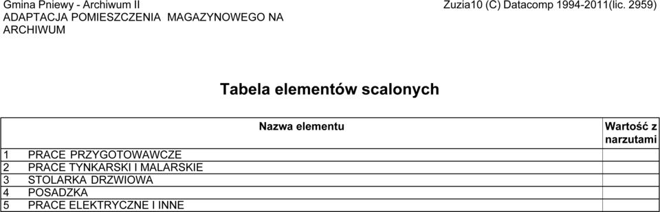 2 PRACE TYNKARSKI I MALARSKIE 3 STOLARKA