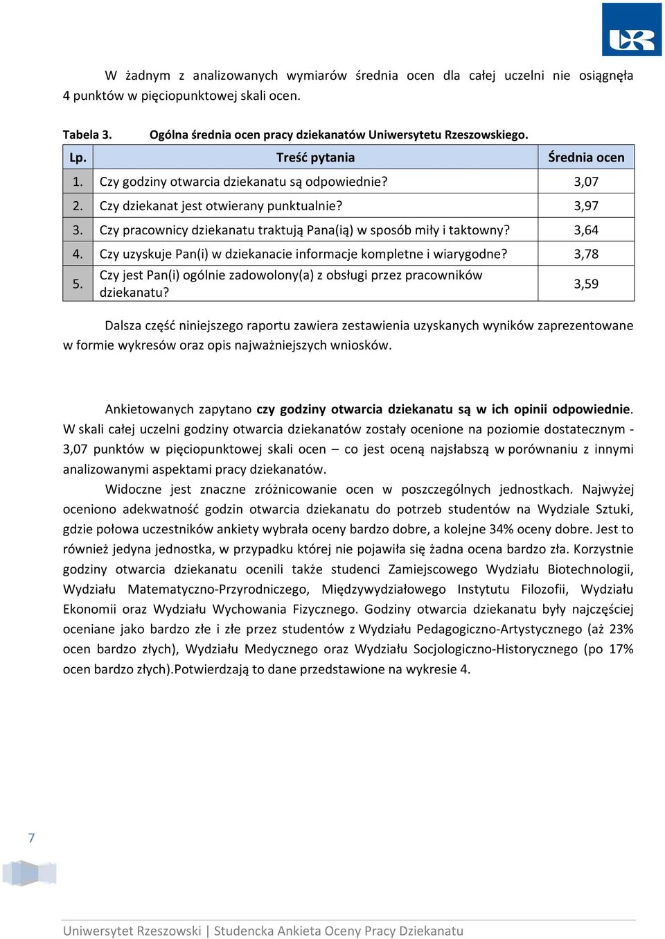 Czy pracownicy dziekanatu traktują Pana(ią) w sposób miły i taktowny? 3,64 4. Czy uzyskuje Pan(i) w dziekanacie informacje kompletne i wiarygodne? 3,78 5.