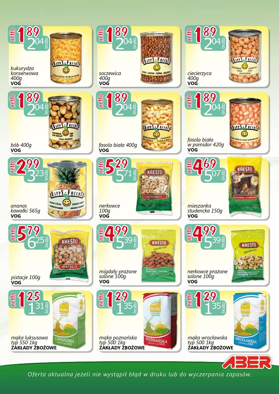 mieszanka studencka 150g 4 99 5 39 pistacje 100g 1 25 1 31 migdały prażone solone 100g 1 29 1 35 nerkowce prażone solone 100g 1 29