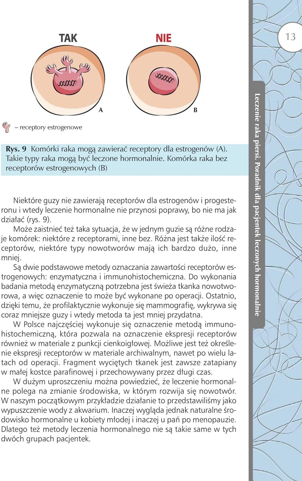 ma jak dzia łać (rys. 9). Mo że za ist nieć też ta ka sy tu acja, że w jed nym gu zie są ró żne ro dza - je ko mó rek: nie któ re z re cep to ra mi, in ne bez.