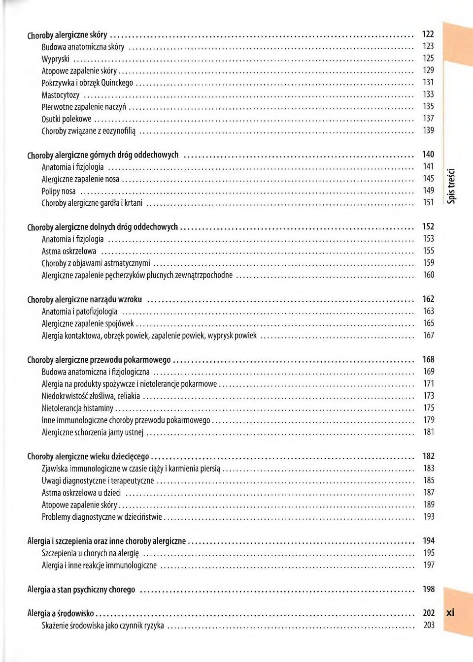 .. 149 Choroby alergiczne gardła i k r t a n i... 151 Spis treści Choroby alergiczne dolnych dróg oddechow ych... 152 Anatomia i fizjologia... 153 Astma oskrzelowa.