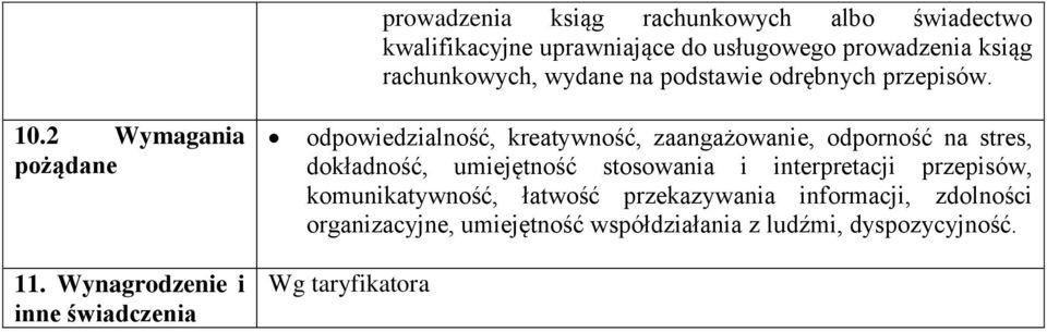 odpowiedzialność, kreatywność, zaangażowanie, odporność na stres, dokładność, umiejętność stosowania i interpretacji