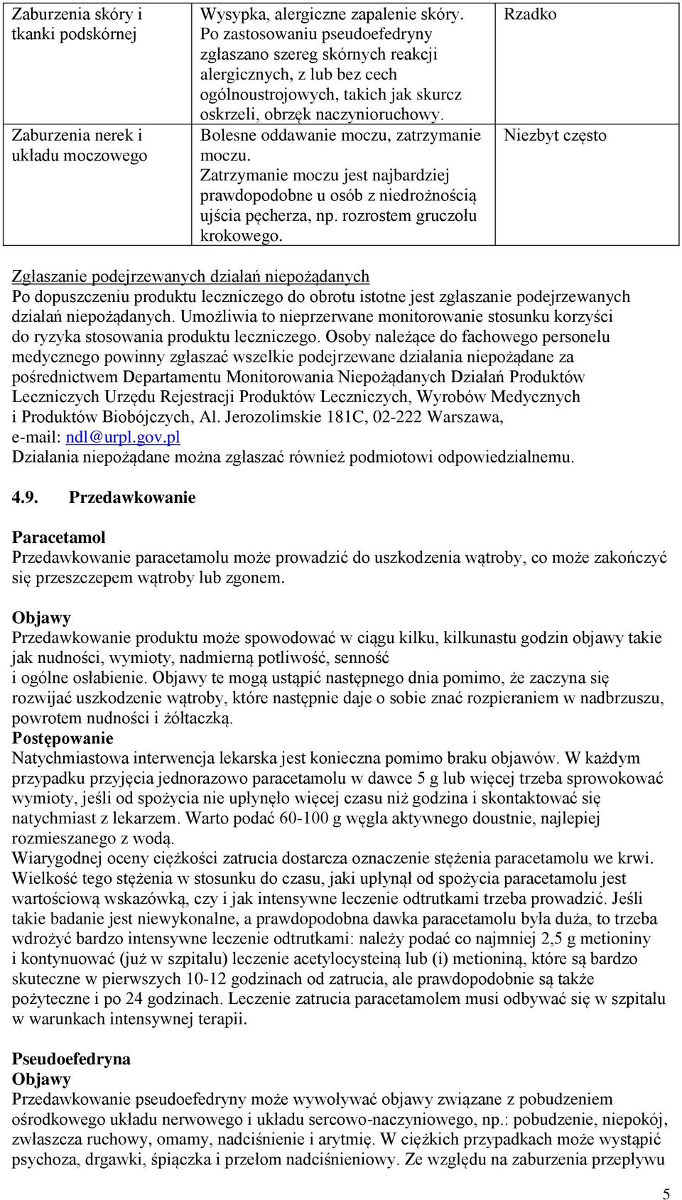 Bolesne oddawanie moczu, zatrzymanie moczu. Zatrzymanie moczu jest najbardziej prawdopodobne u osób z niedrożnością ujścia pęcherza, np. rozrostem gruczołu krokowego.