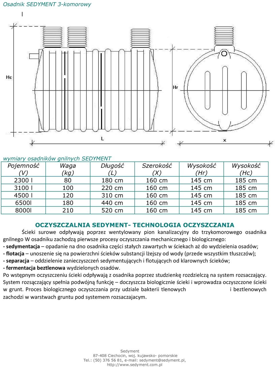 odpływają poprzez wentylowany pion kanalizacyjny do trzykomorowego osadnika gnilnego W osadniku zachodzą pierwsze procesy oczyszczania mechanicznego i biologicznego: - sedymentacja opadanie na dno