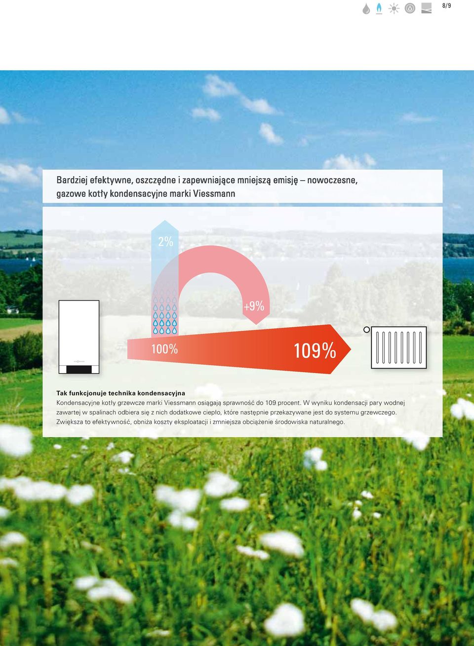 W wyniku kondensacji pary wodnej zawartej w spalinach odbiera się z nich dodatkowe ciepło, które