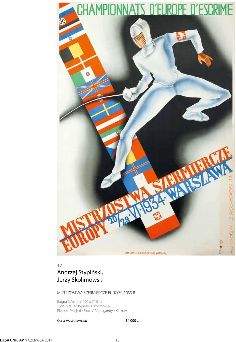 litografia/papier, 100 x 70,5 cm sygn. p.d.: 'A.Stypiński J.