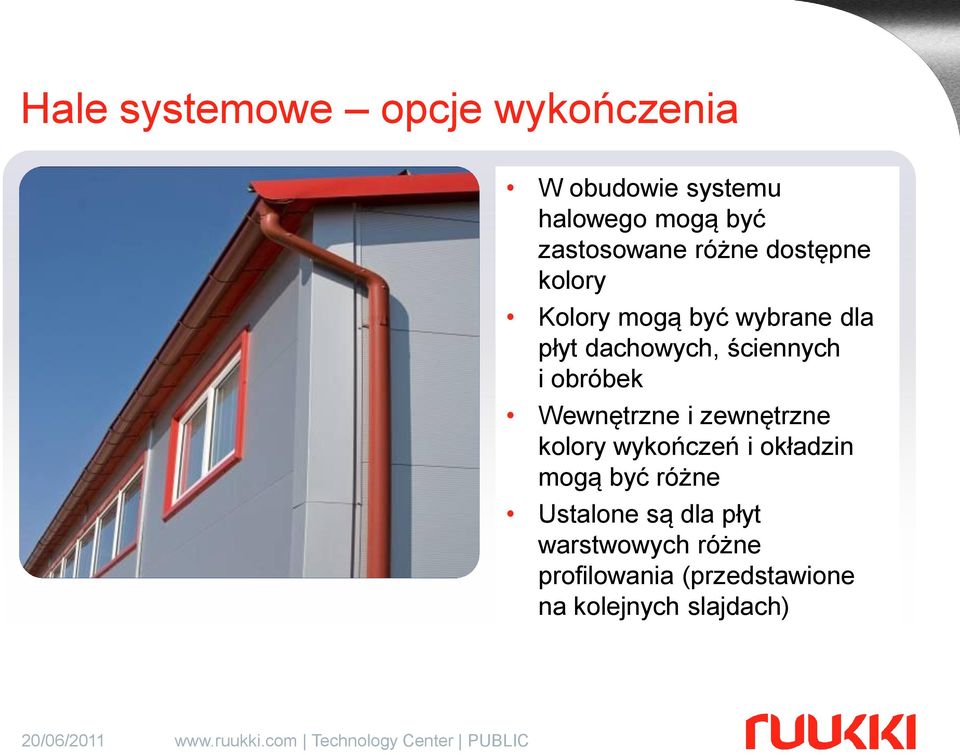 ściennych i obróbek Wewnętrzne i zewnętrzne kolory wykończeń i okładzin mogą być