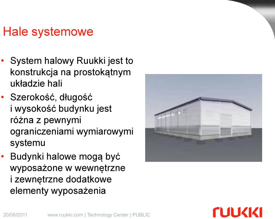 jest różna z pewnymi ograniczeniami wymiarowymi systemu Budynki