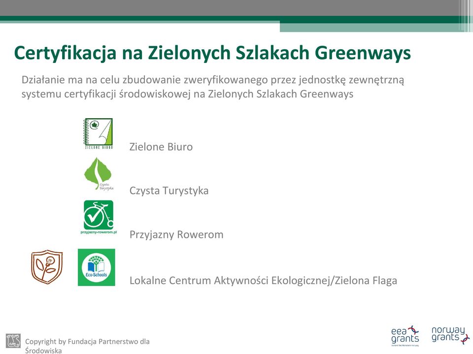 certyfikacji środowiskowej na Zielonych Szlakach Greenways Zielone Biuro