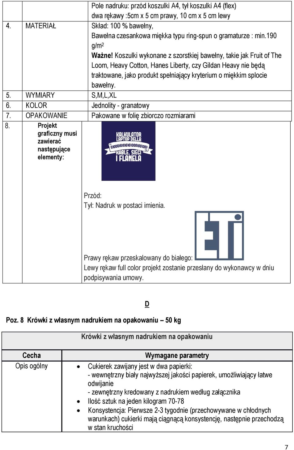 Koszulki wykonane z szorstkiej bawełny, takie jak Fruit of The Loom, Heavy Cotton, Hanes Liberty, czy Gildan Heavy nie będą traktowane, jako produkt spełniający kryterium o miękkim splocie bawełny. 5.
