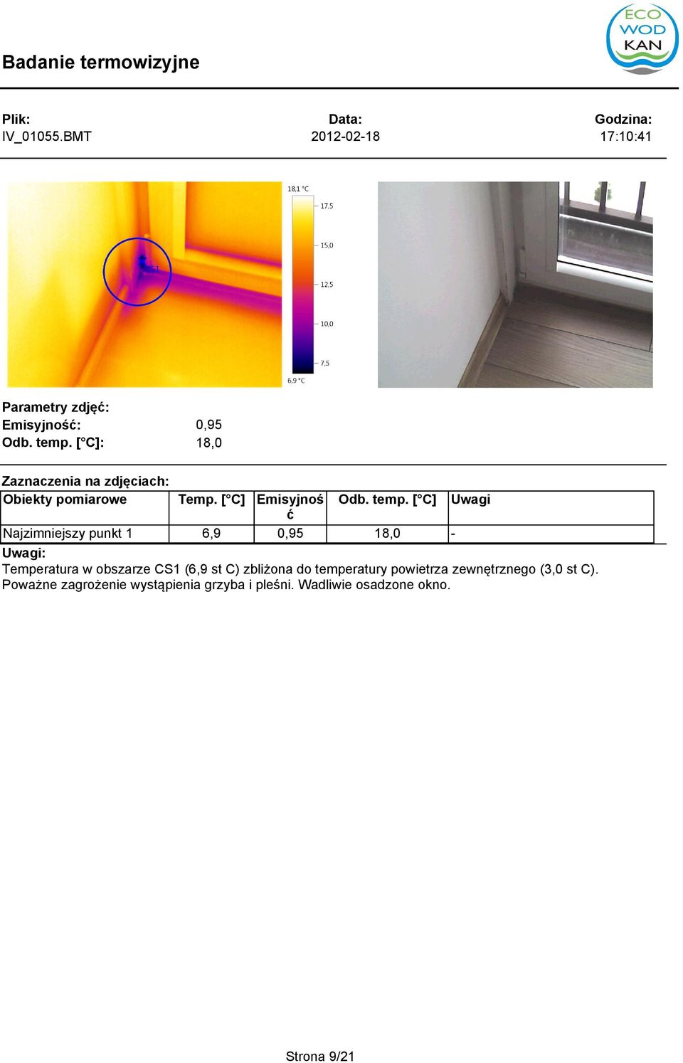 (6,9 st C) zbliżona do temperatury powietrza