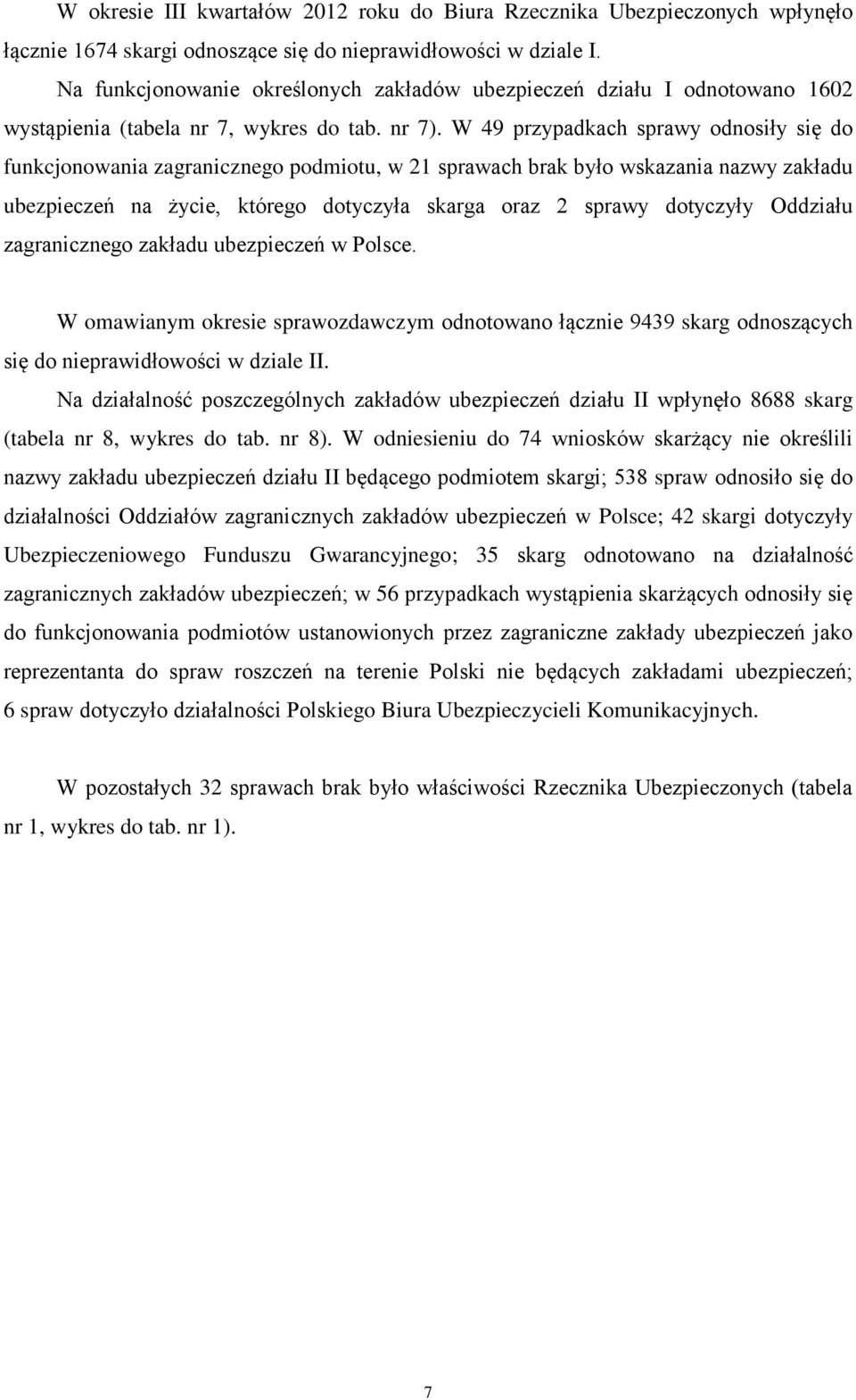 W 49 przypadkach sprawy odnosiły się do funkcjonowania zagranicznego podmiotu, w 21 sprawach brak było wskazania nazwy zakładu ubezpieczeń na życie, którego dotyczyła skarga oraz 2 sprawy dotyczyły