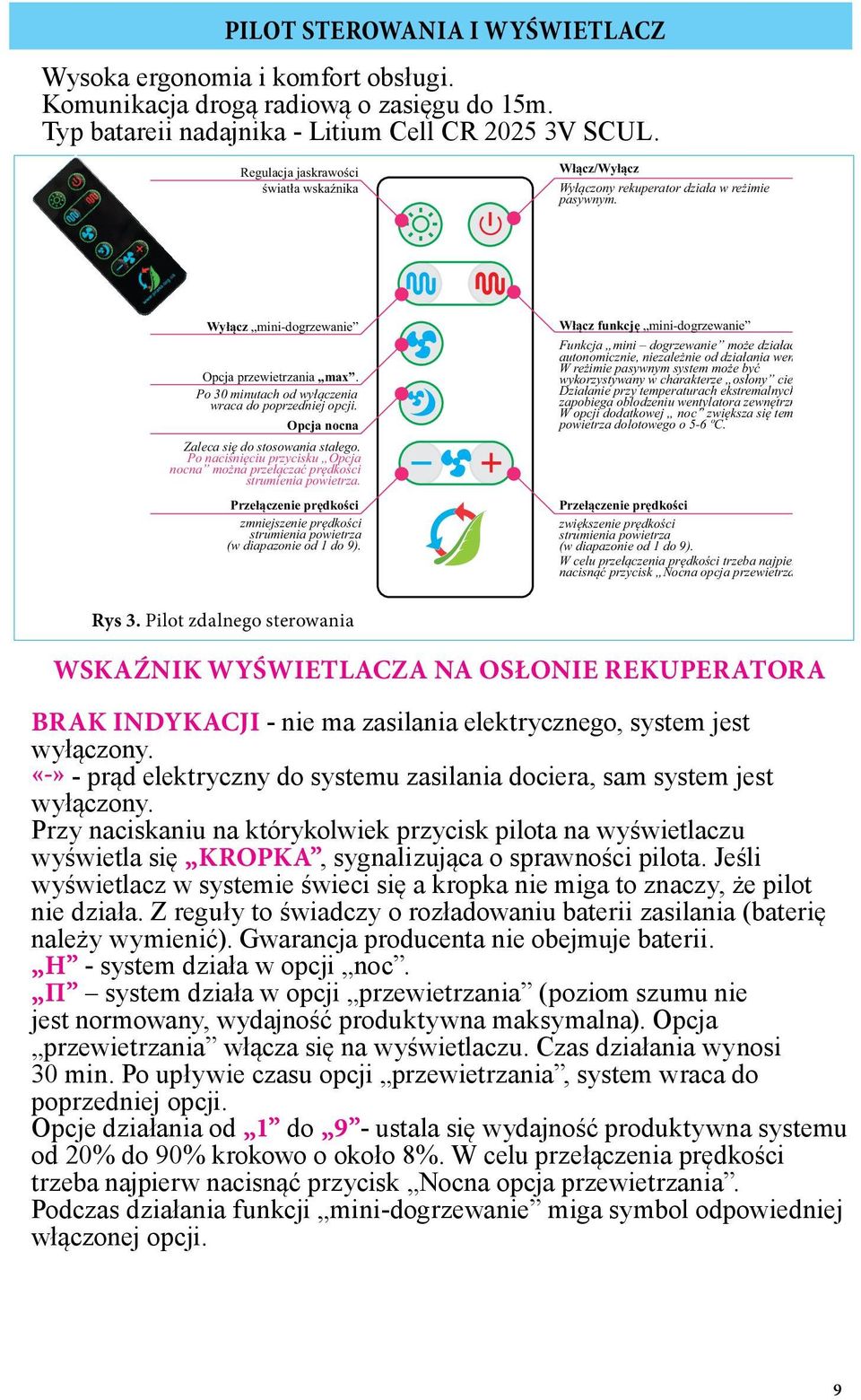 Po 30 minutach od wyłączenia wraca do poprzedniej opcji. Opcja nocna Zaleca się do stosowania stałego. Po naciśnięciu przycisku Opcja nocna można przełączać prędkości strumienia powietrza.