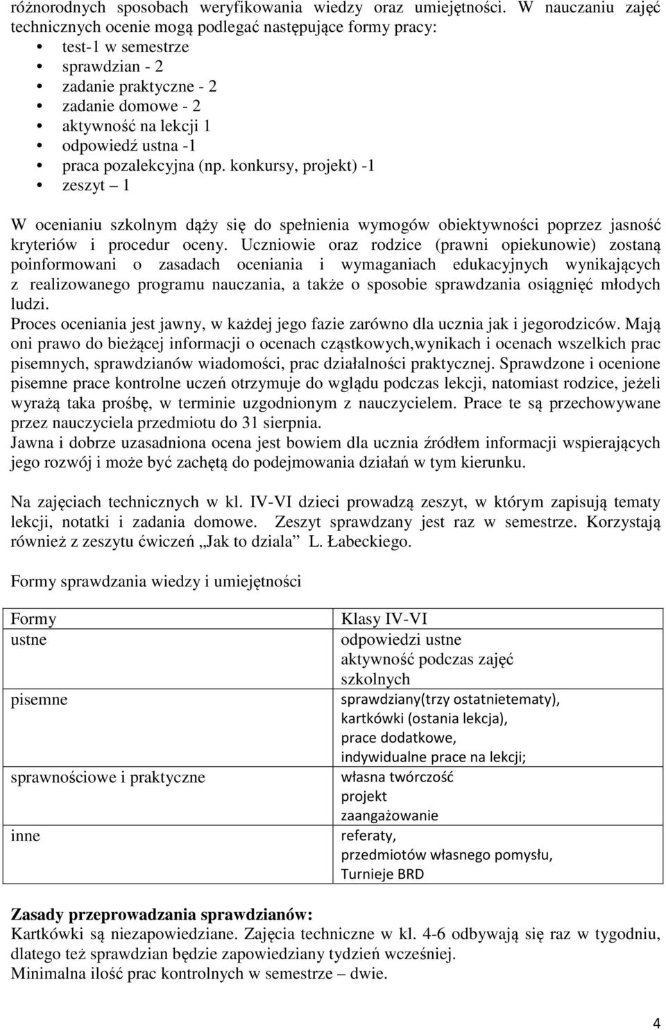 pozalekcyjna (np. konkursy, projekt) -1 zeszyt 1 W ocenianiu szkolnym dąży się do spełnienia wymogów obiektywności poprzez jasność kryteriów i procedur oceny.