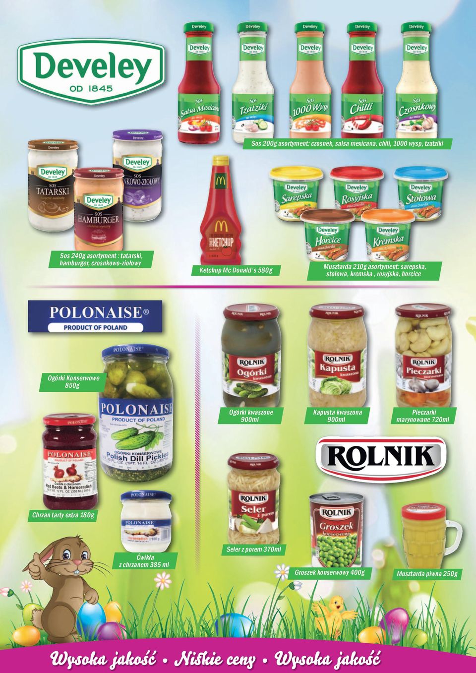 rosyjska, horcice Ogórki Konserwowe 850g Ogórki kwaszone 900ml Kapusta kwaszona 900ml Pieczarki marynowane