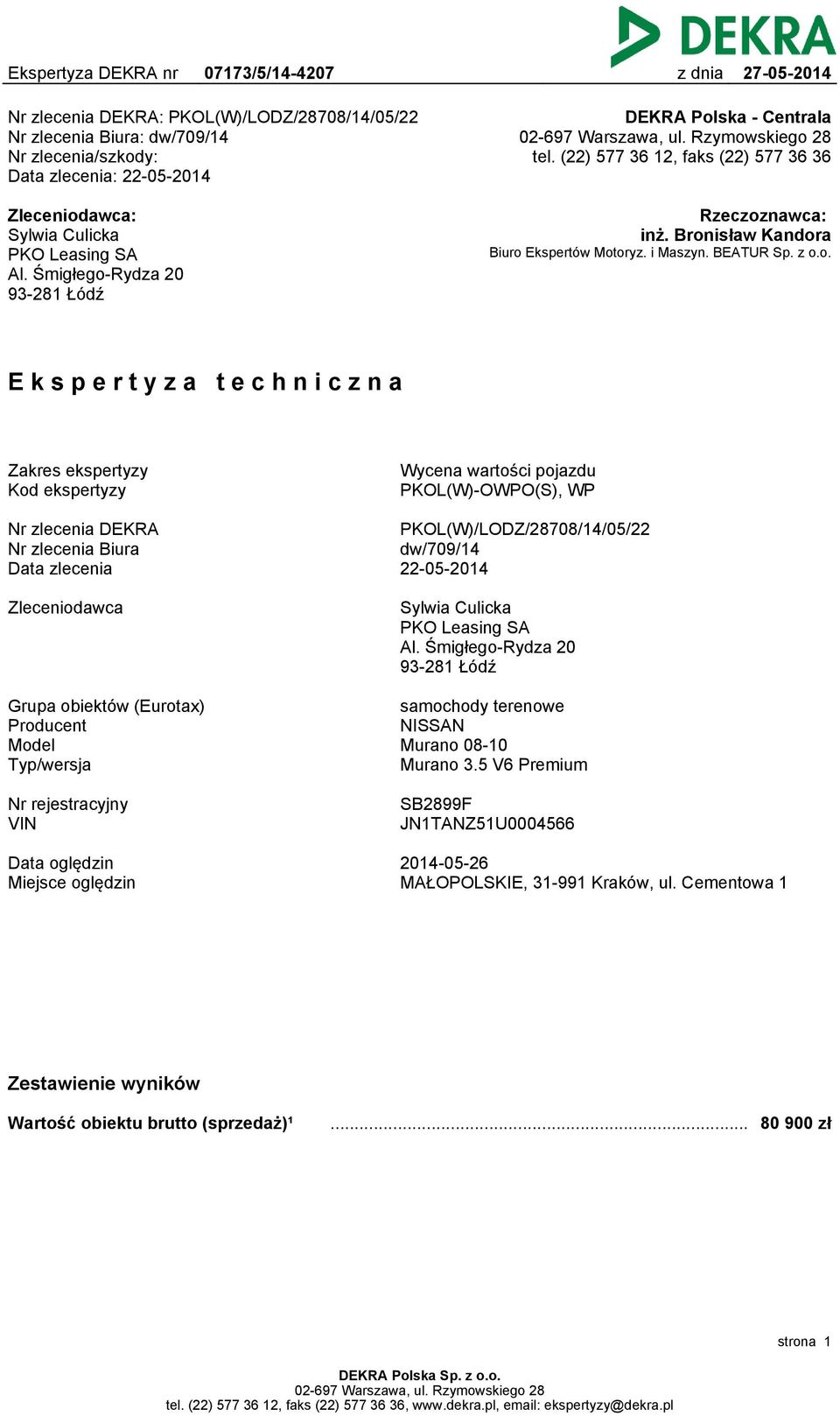Rydza 20 93-281 Łódź DEKRA Pol