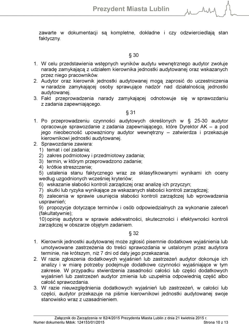 Audytor oraz kierownik jednostki audytowanej mogą zaprosić do uczestniczenia w naradzie zamykającej osoby sprawujące nadzór nad działalnością jednostki audytowanej. 3.