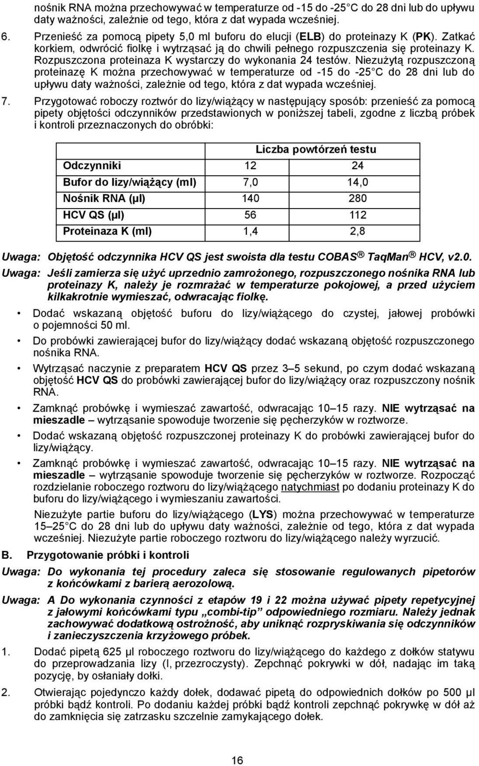 Rozpuszczona proteinaza K wystarczy do wykonania 24 testów.