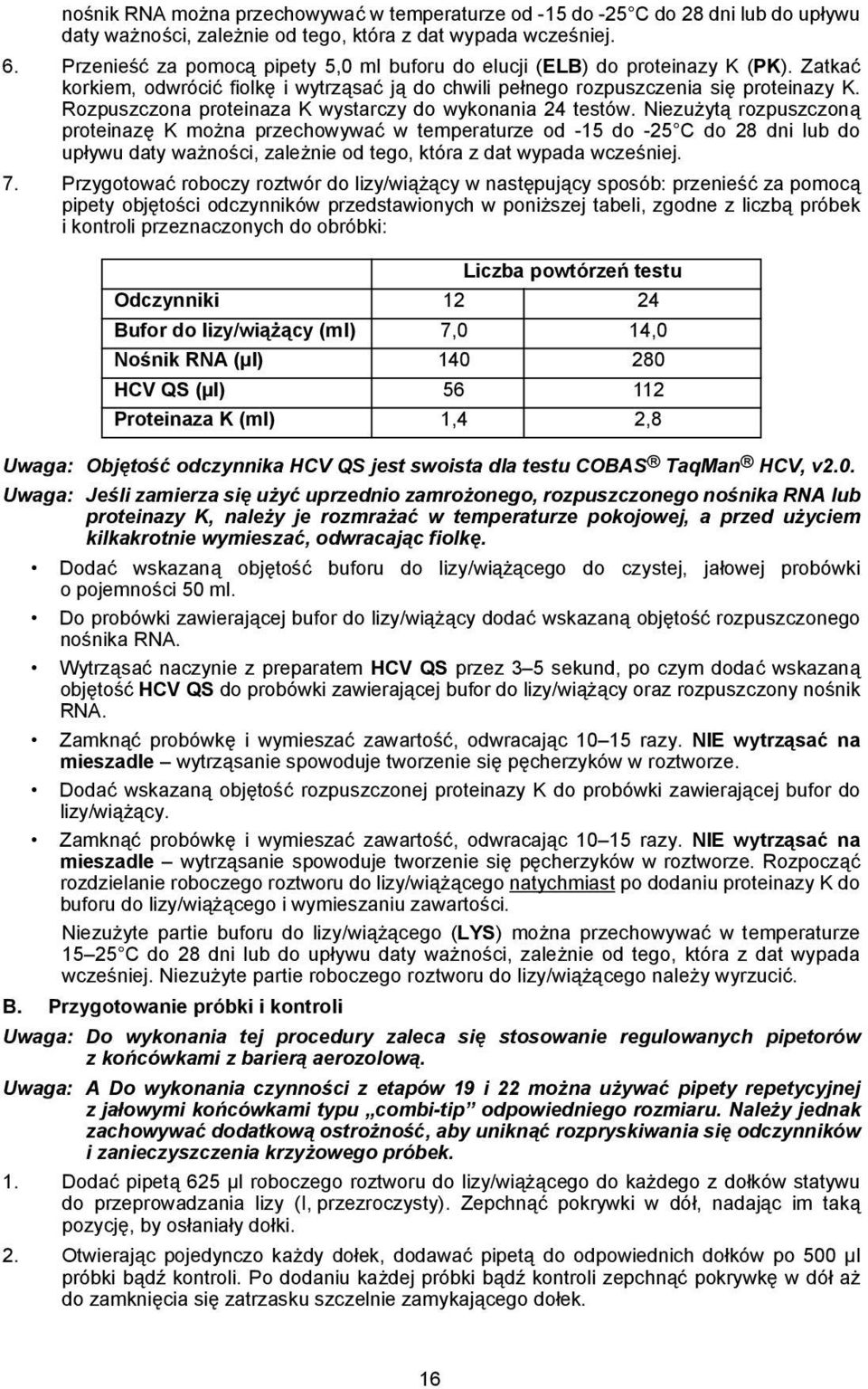 Rozpuszczona proteinaza K wystarczy do wykonania 24 testów.