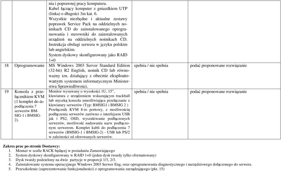 Instrukcja obsługi serwera w języku polskim lub angielskim.