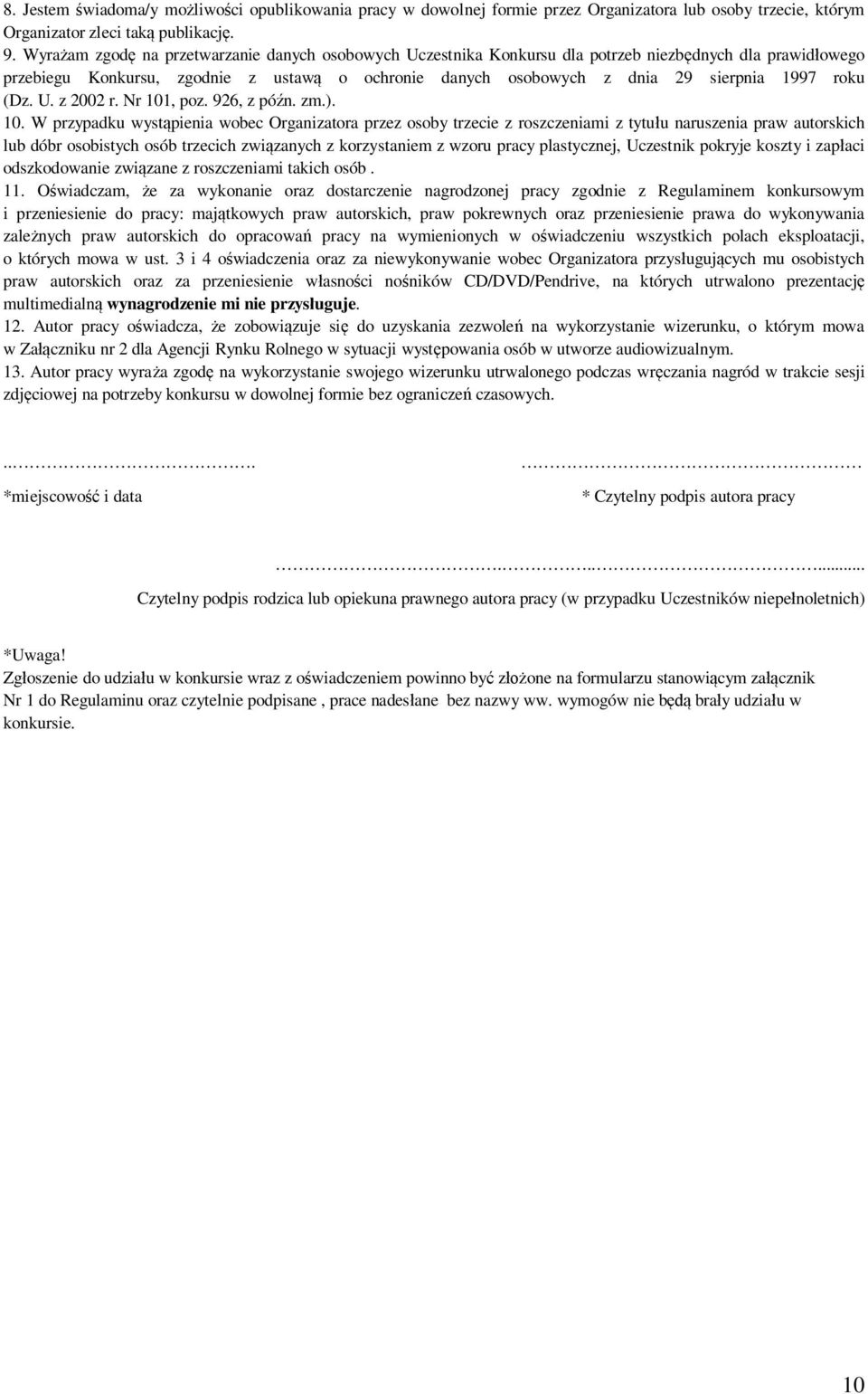 roku (Dz. U. z 2002 r. Nr 101