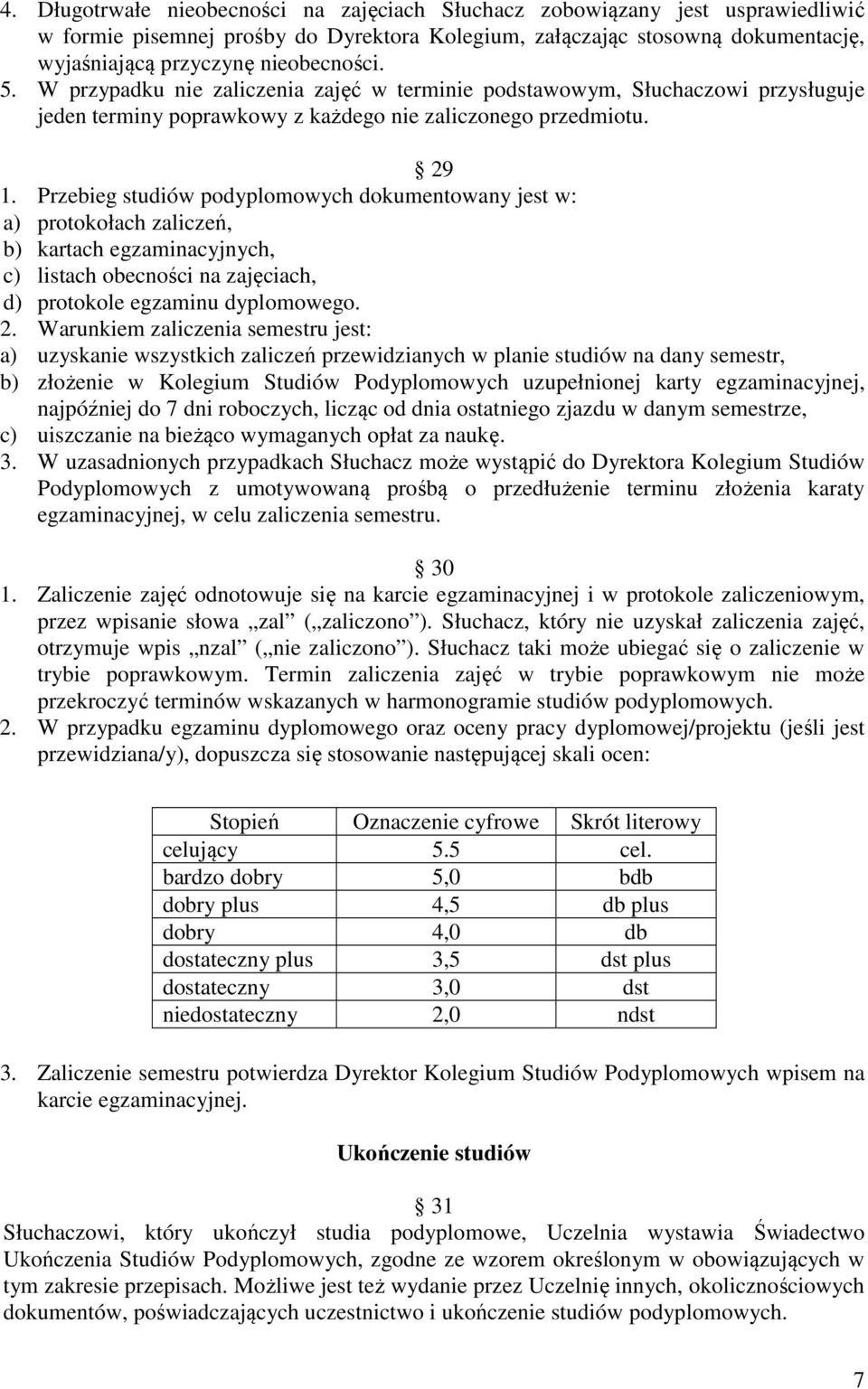 Przebieg studiów podyplomowych dokumentowany jest w: a) protokołach zaliczeń, b) kartach egzaminacyjnych, c) listach obecności na zajęciach, d) protokole egzaminu dyplomowego. 2.