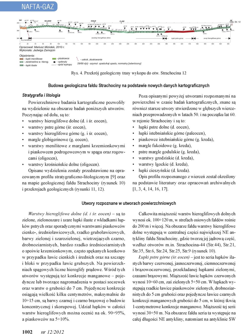 Wykonała: Jadwiga Zamojcin Objaśnienia: - łupki menilitowe - zwietrzelina w. hierog. - łupki ilaste 261/63 odw.