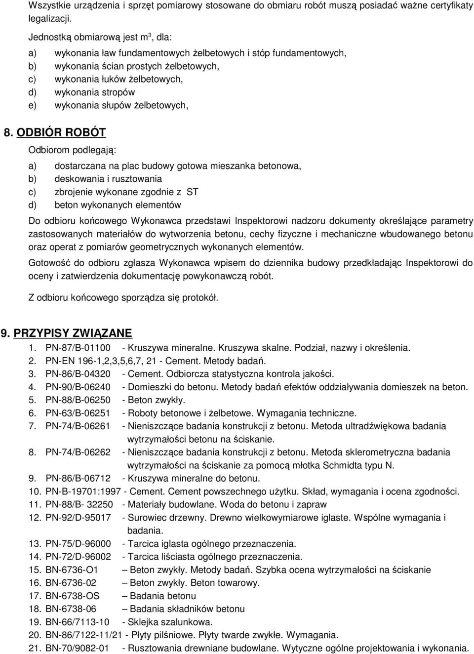 wykonania słupów Ŝelbetowych, 8.