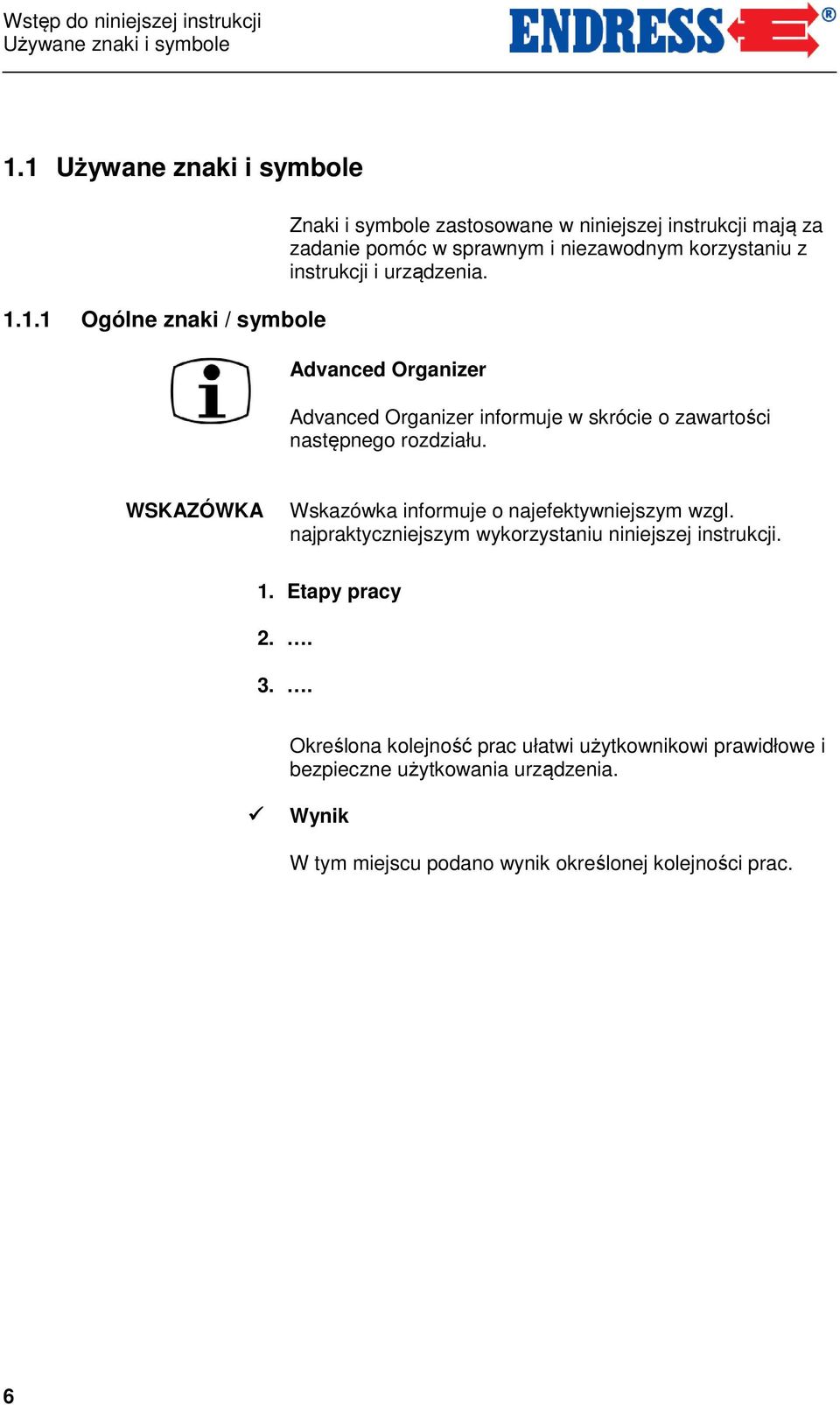 korzystaniu z instrukcji i urządzenia. Advanced Organizer Advanced Organizer informuje w skrócie o zawartości następnego rozdziału.