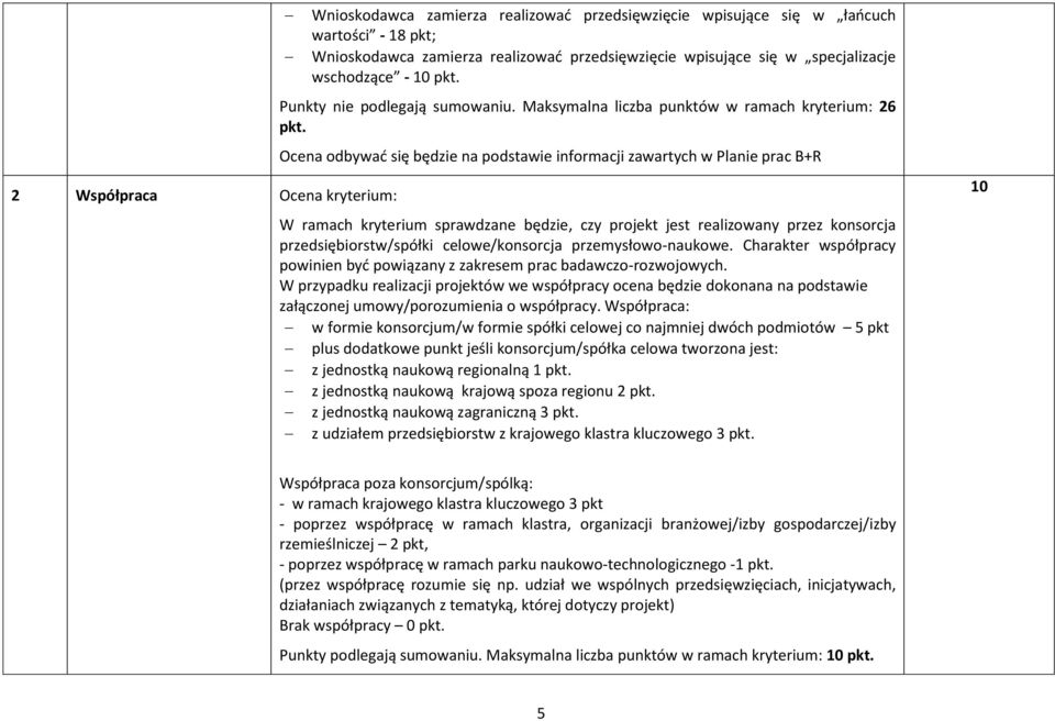 Ocena odbywać się będzie na podstawie informacji zawartych w Planie prac B+R W ramach kryterium sprawdzane będzie, czy projekt jest realizowany przez konsorcja przedsiębiorstw/spółki celowe/konsorcja