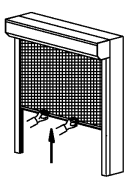 Obsługa siatki moskitiery rolowanej w rolecie System MKT W momencie odblokowania siatki, należy ją przytrzymać obiema rękami możliwie jak najdłużej, aby uniknąć uszkodzeń powstałych na skutek zbyt